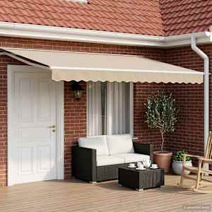 Ročno zložljivo senčilo Bež 5 × 3,5 m Poliester s PU premazom