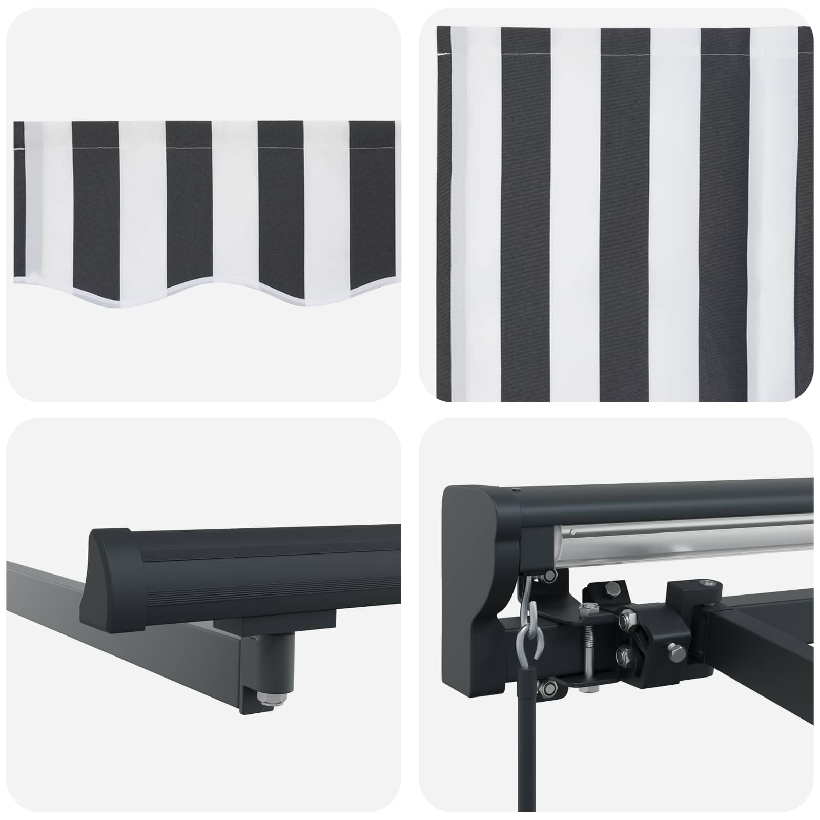 Handmatig uitschuifbare luifel Antraciet en Wit 3 x 2 m image 6