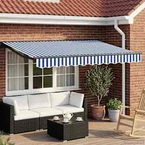 Ročno zložljivo senčilo Modra in bela 3,5 x 2 m