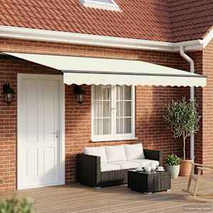 Ročno zložljivo senčilo Krem 4 × 3,5 m Poliester s PU premazom