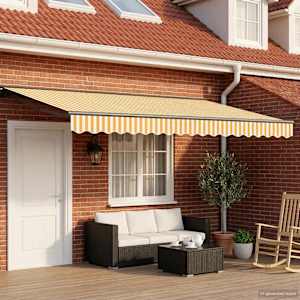 Ročno zložljivo senčilo Rumena in Bela 4 × 3,5 m