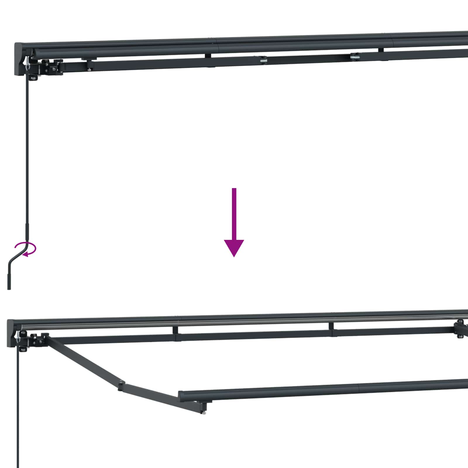 Handmatig uitschuifbare luifel Antraciet en Wit 4,5 × 3,5 m image 7