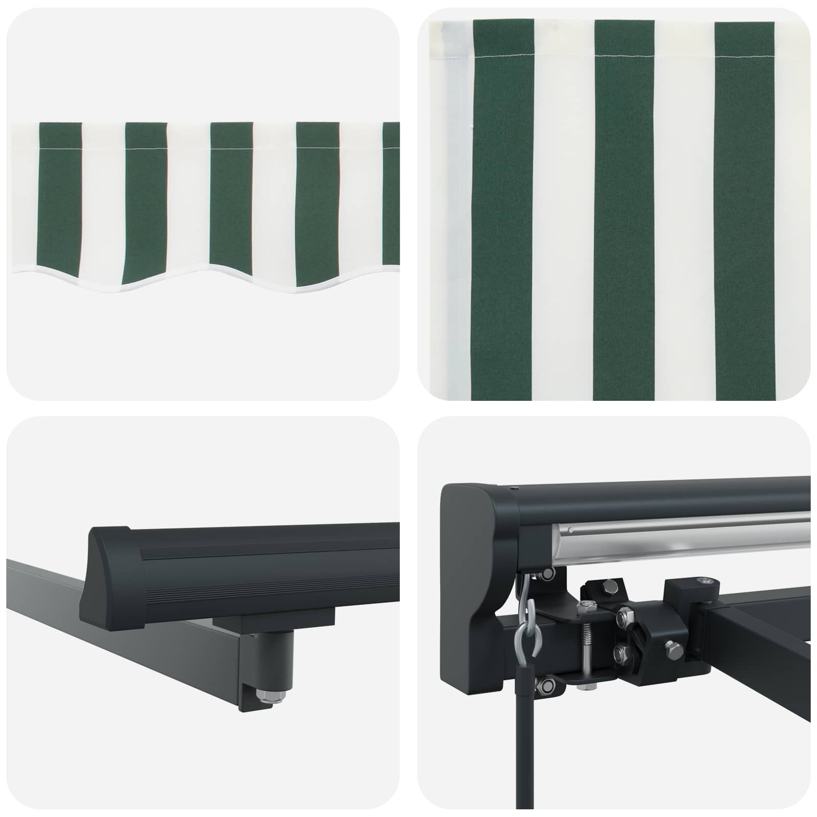 Handmatig uitschuifbare luifel Groen en Wit 4,5 × 3,5 m image 6