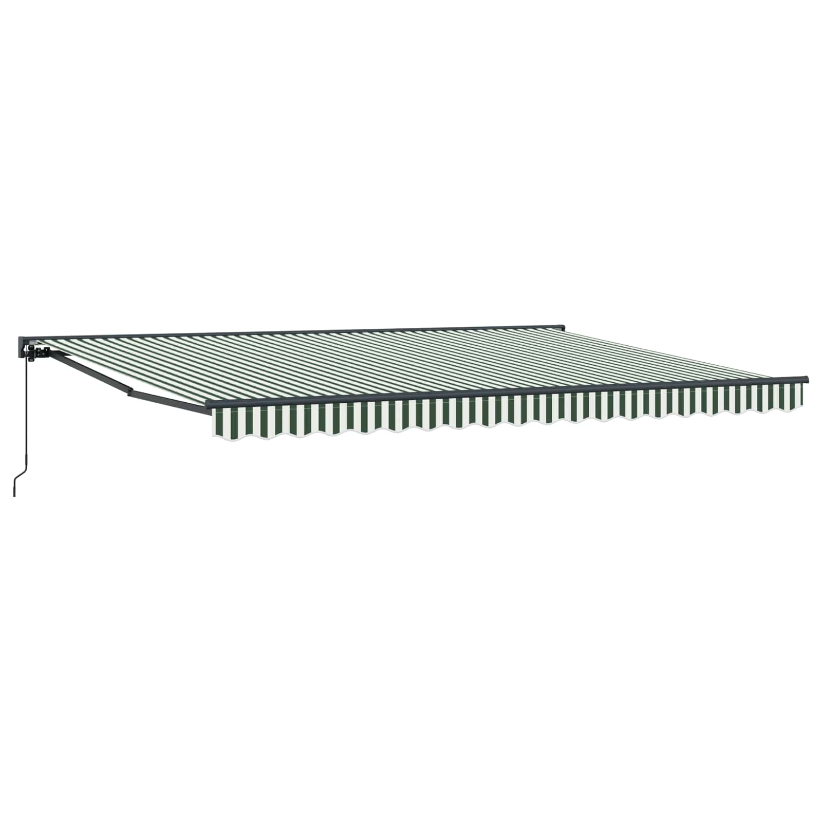 Handmatig uitschuifbare luifel Groen en Wit 4,5 × 3,5 m image 1