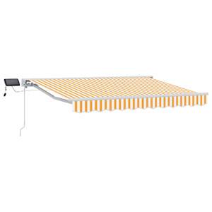 vidaXL Manuaalne varikatus LED-idega Kollane ja Valge 2,5 x 2 m