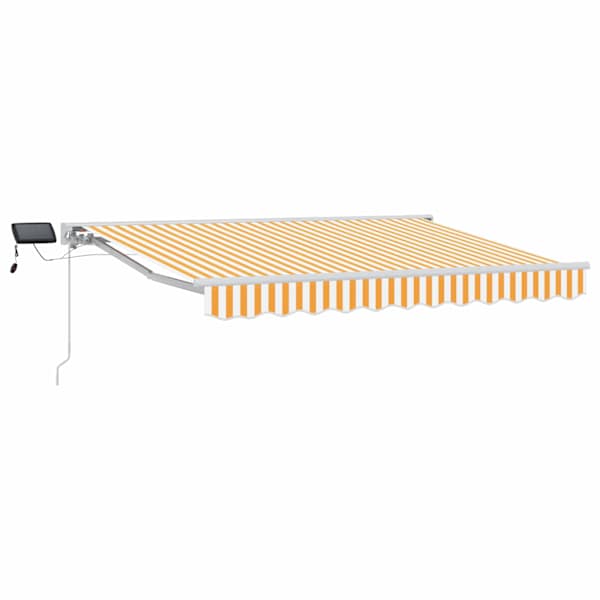 vidaXL Manuaalne varikatus LED-idega Kollane ja Valge 2,5 x 2 m