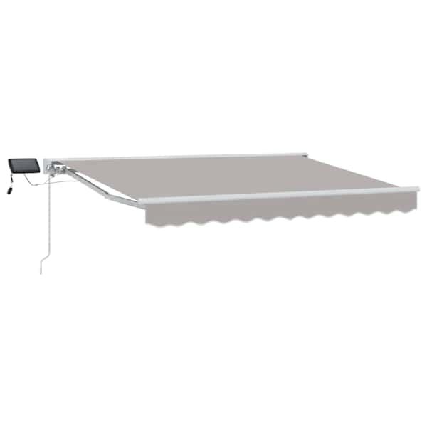 vidaXL Manuaalne varikatus LED-idega Helehall ja valge 2,5 x 2 m