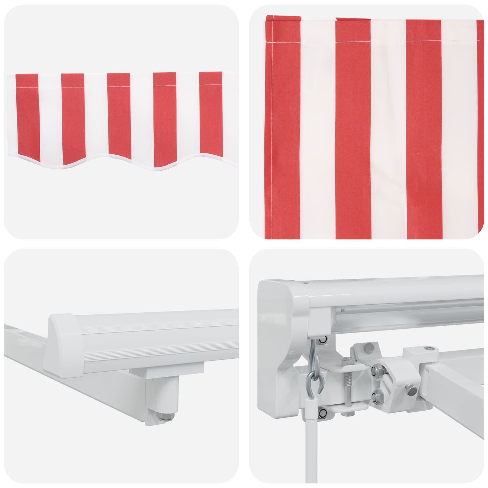 Handmatige Luifelhouder met LED's Rood en Wit 3,5 x 2,5 m image 7