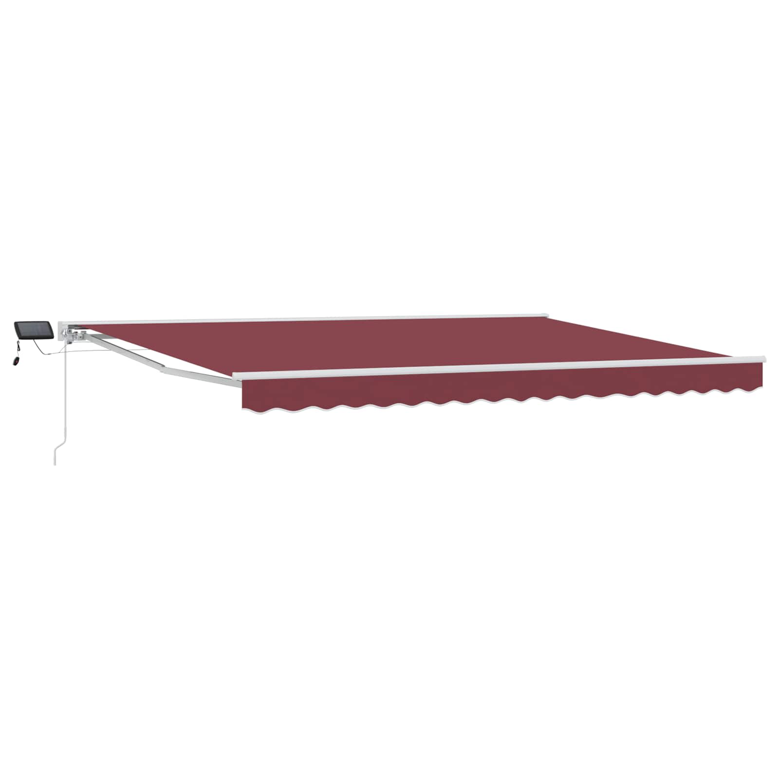 Handmatige Luifelhouder met LED's Bordeauxrood 4 × 3 m image 1