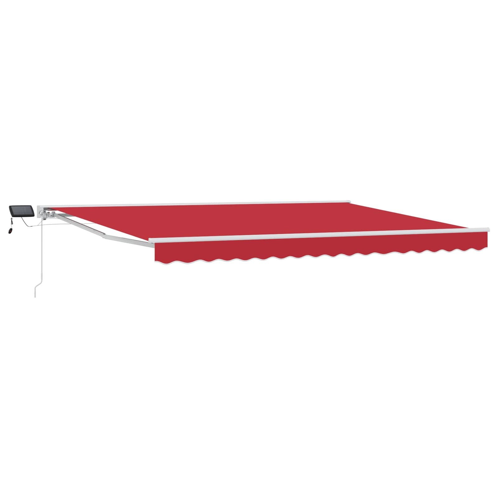 vidaXL Manueller Markisenrahmen mit LEDs Rot 4 x 3 m