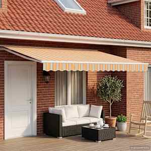 Ročno senčilo s LED-ji Modra, Oranžna, Bela 4,5 × 3,5 m