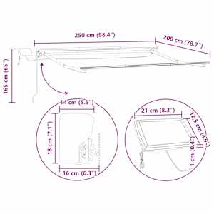 Manuální rám markýzy s LED Žlutá, Šedá, Antracitová 2,5 x 2 m - obrázek 13