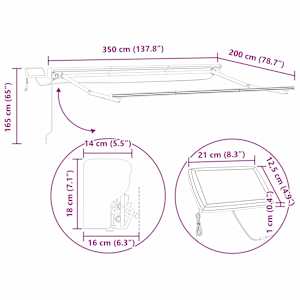 Manuální rám markýzy s LED Antracitová 3,5 x 2 m - obrázek 13