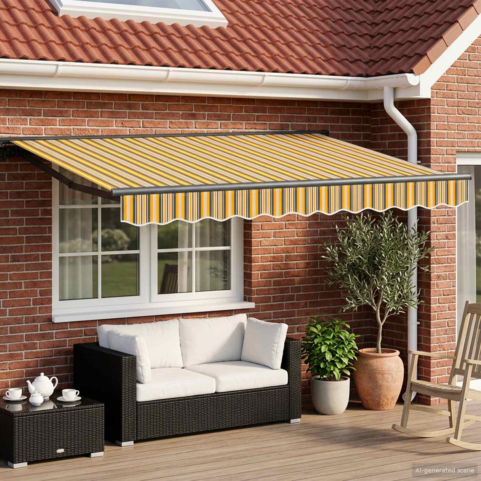 Handmatige Luifelhouder met LED's 3,5 x 2 m image 1