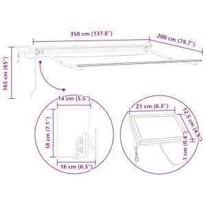Manuální rám markýzy s LED Béžová a Antracit 3,5 x 2 m - obrázek 11