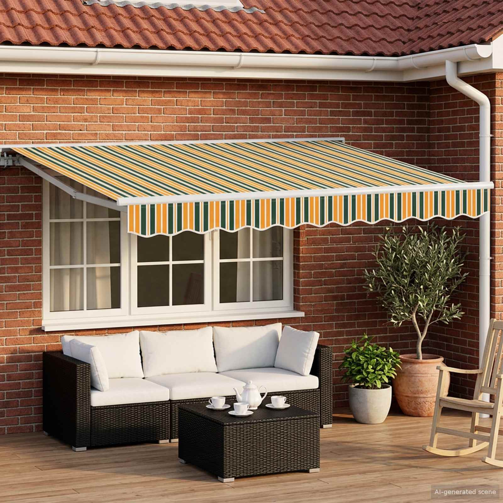 vidaXL Cort electric retractabil Verde și galben 3 x 2,5 m