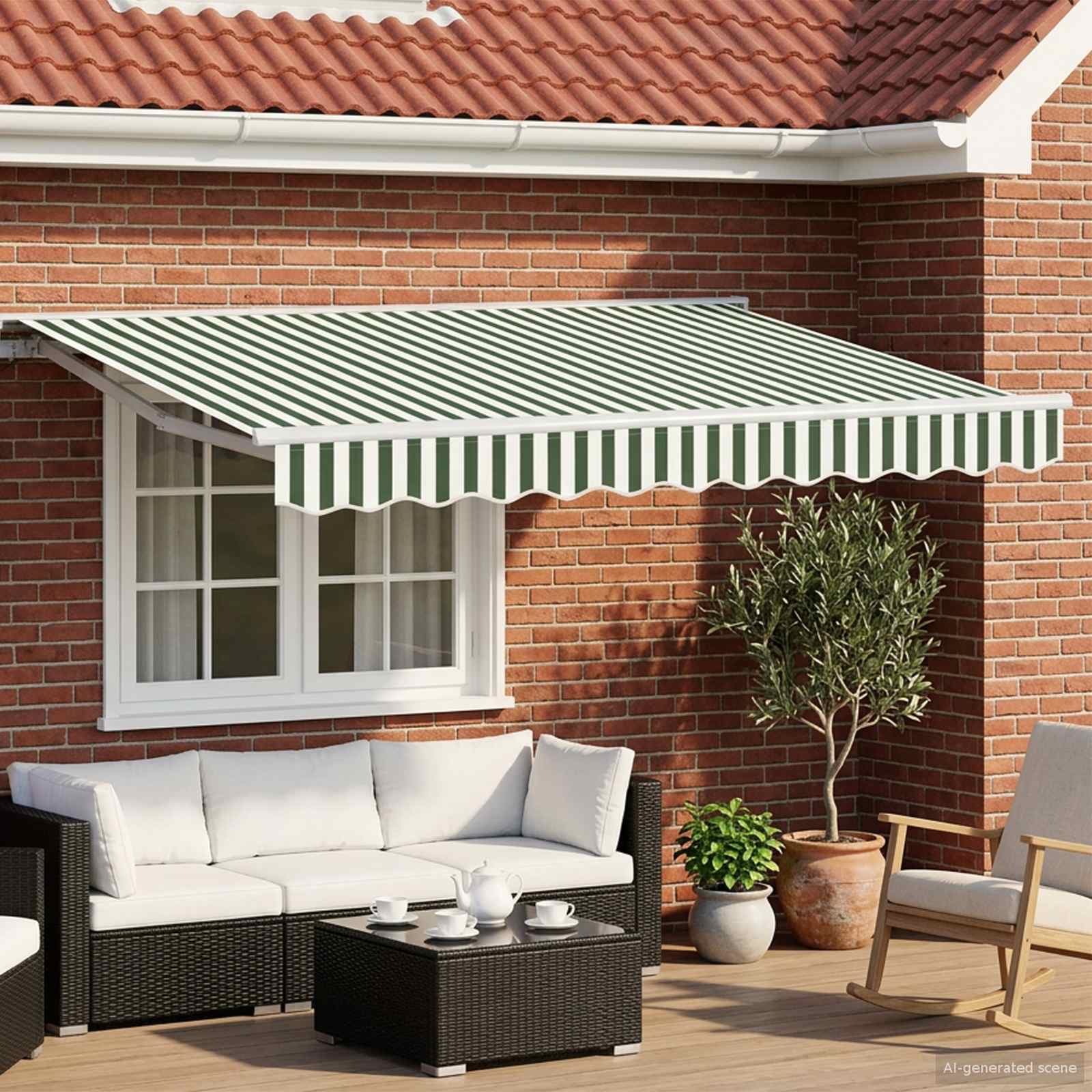 vidaXL Cort electric retractabil Verde și alb 3 x 2,5 m
