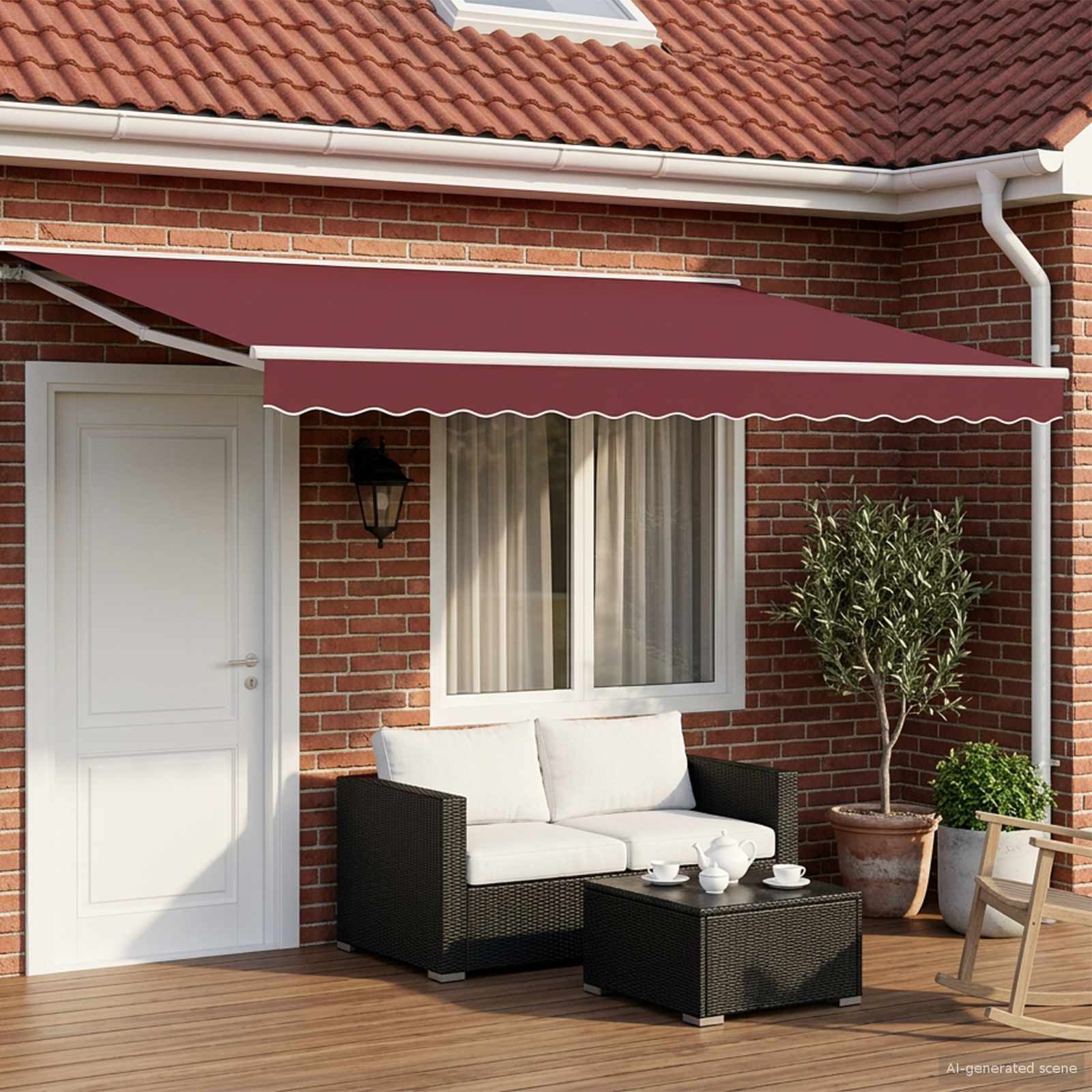 vidaXL Cort electric retractabil Burgundy 4 × 3 m