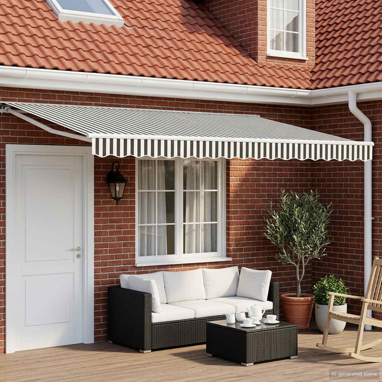 vidaXL Cort electric retractabil Antracit și Alb 5 x 3 m