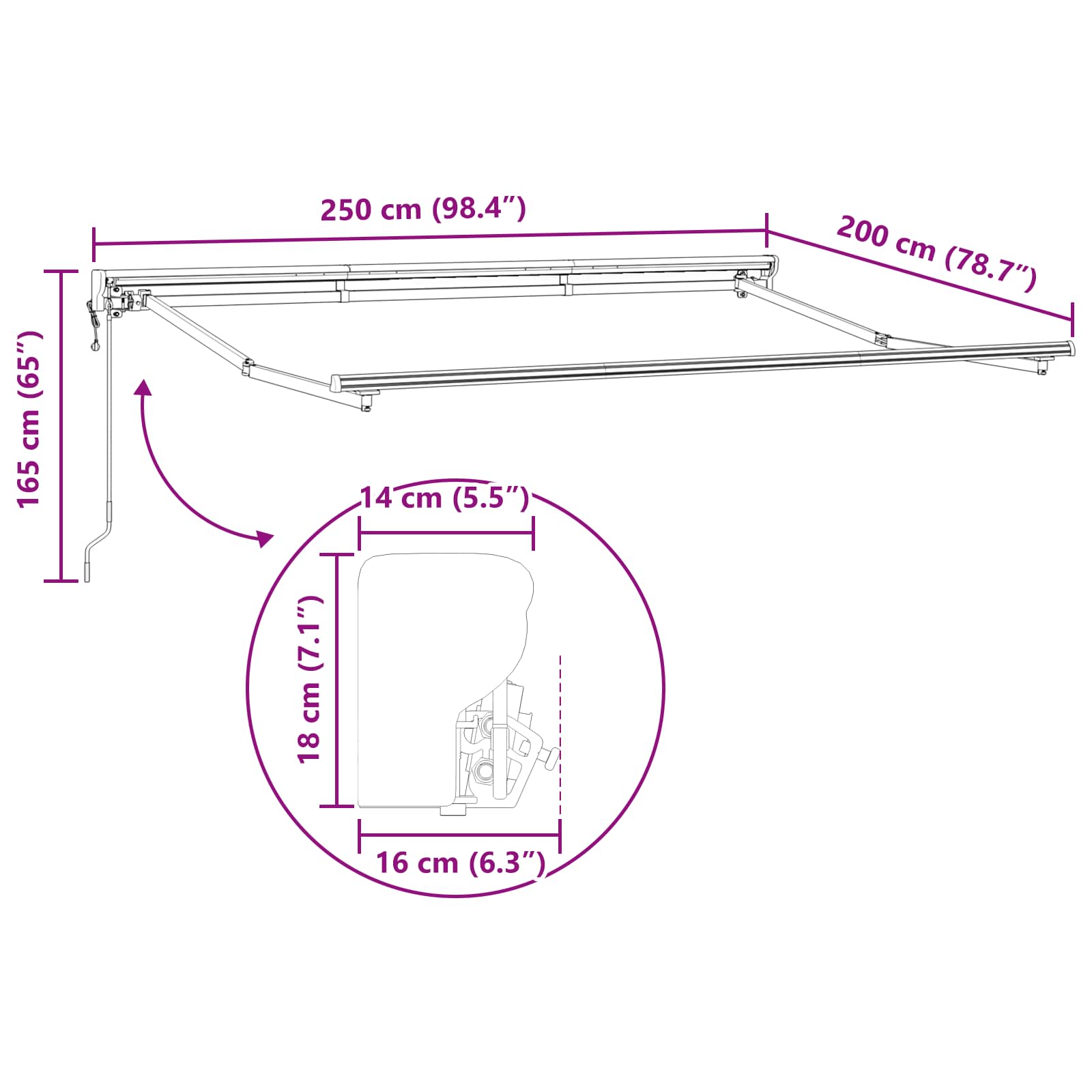 Elektrisch Uittrekbaar Zonnescherm Crème 2,5 x 2 m image 10