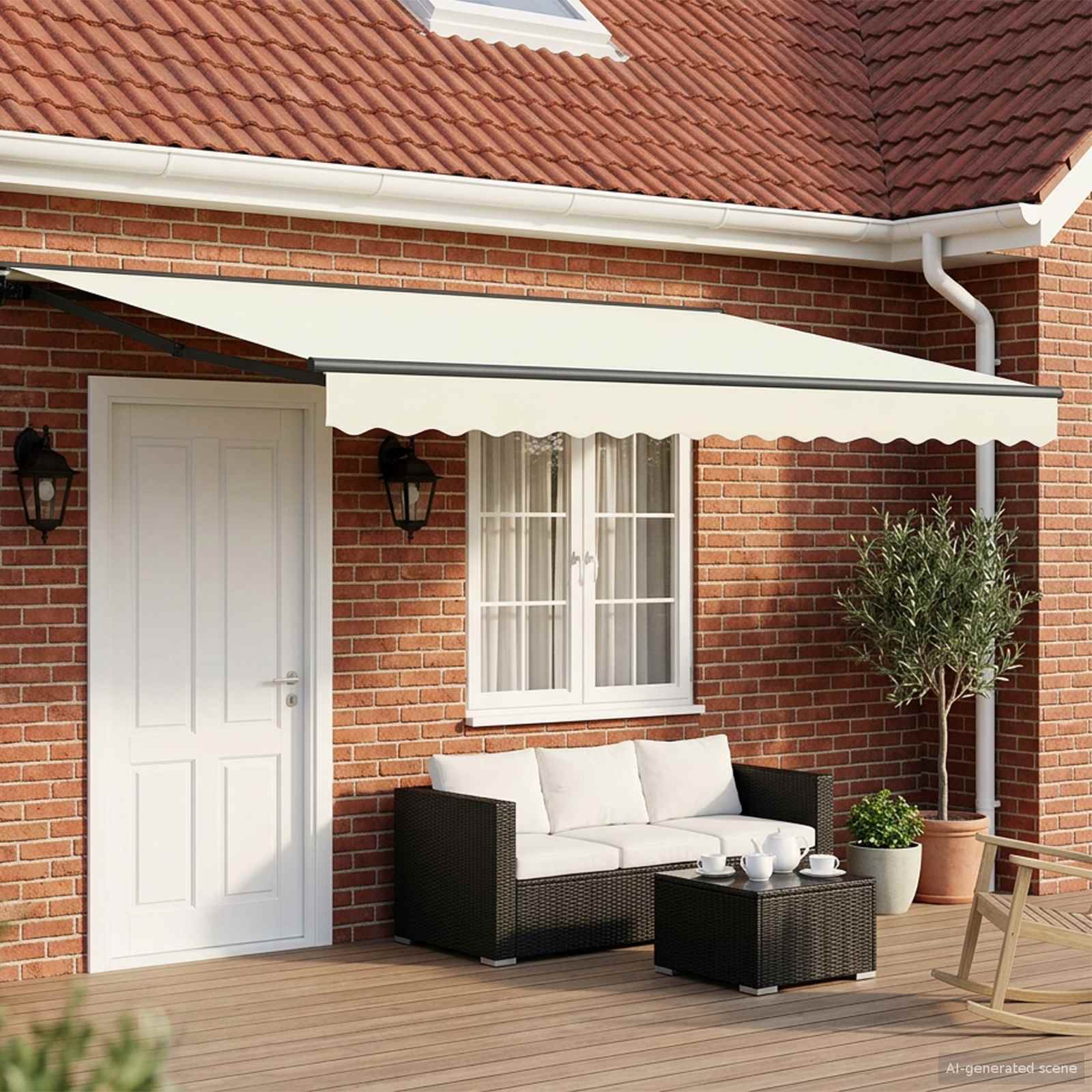 vidaXL Cort electric retractabil Crem și Antracit 4 × 3,5 m