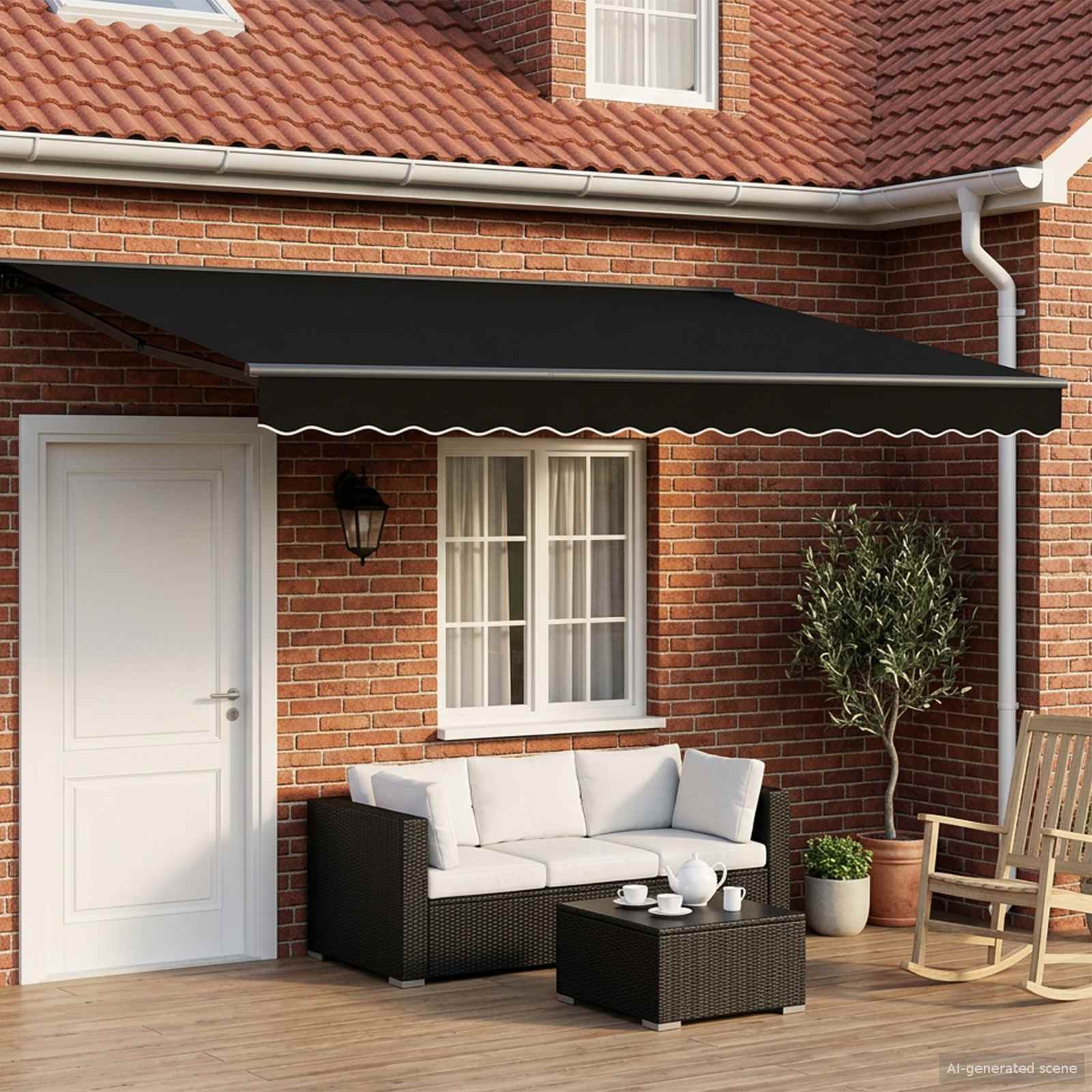 vidaXL Cort electric retractabil Negru și antracit 4 × 3,5 m