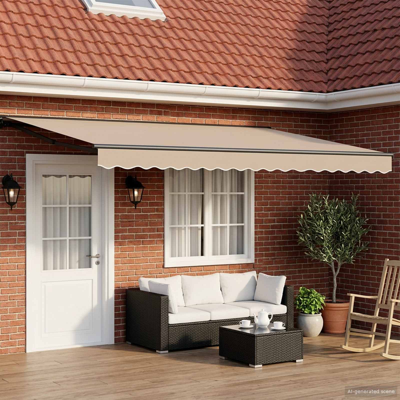 vidaXL Cort electric retractabil Bej și antracit 5 × 3,5 m
