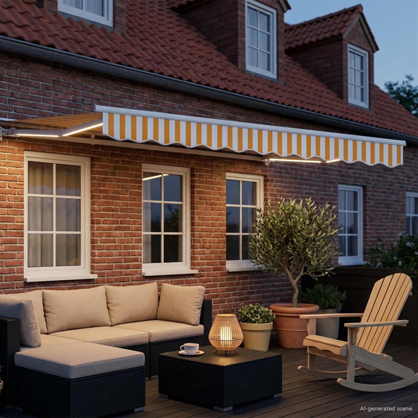 Elektrisch Uittrekbaar Zonnescherm Geel en Wit 2,5 x 2 m image 3