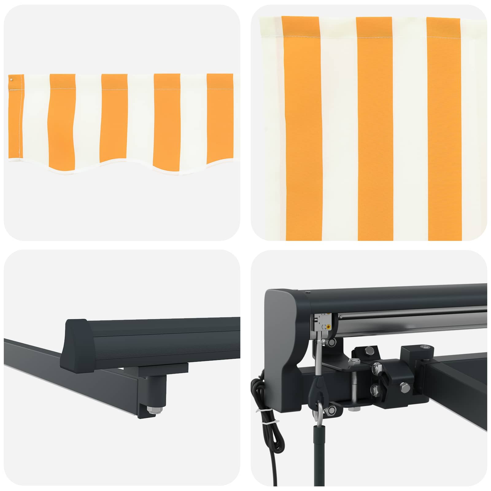 Elektrisch Uittrekbaar Zonnescherm Geel en Wit 4,5 × 3 m image 7