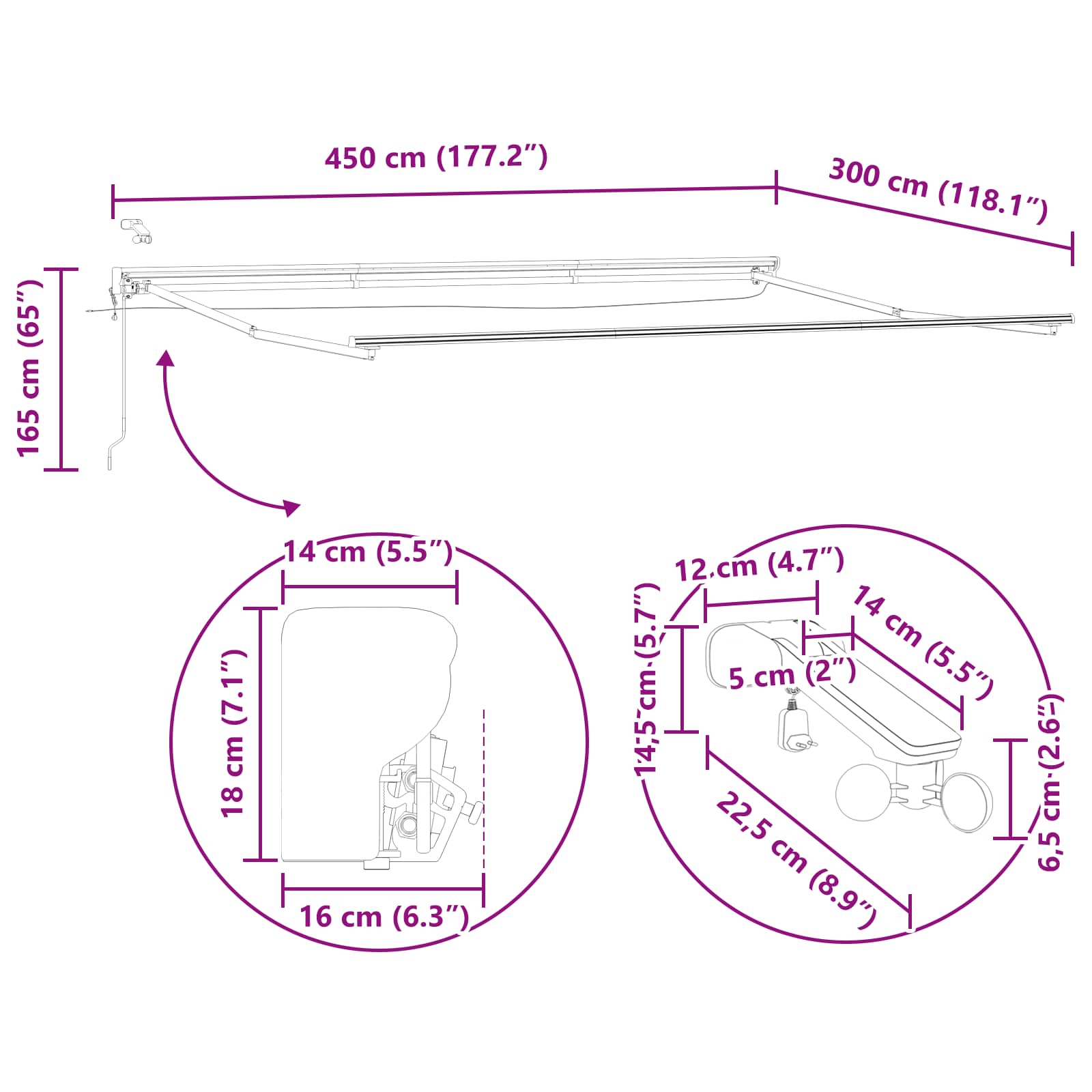 Elektrisch Uittrekbaar Zonnescherm 4,5 × 3 m image 14