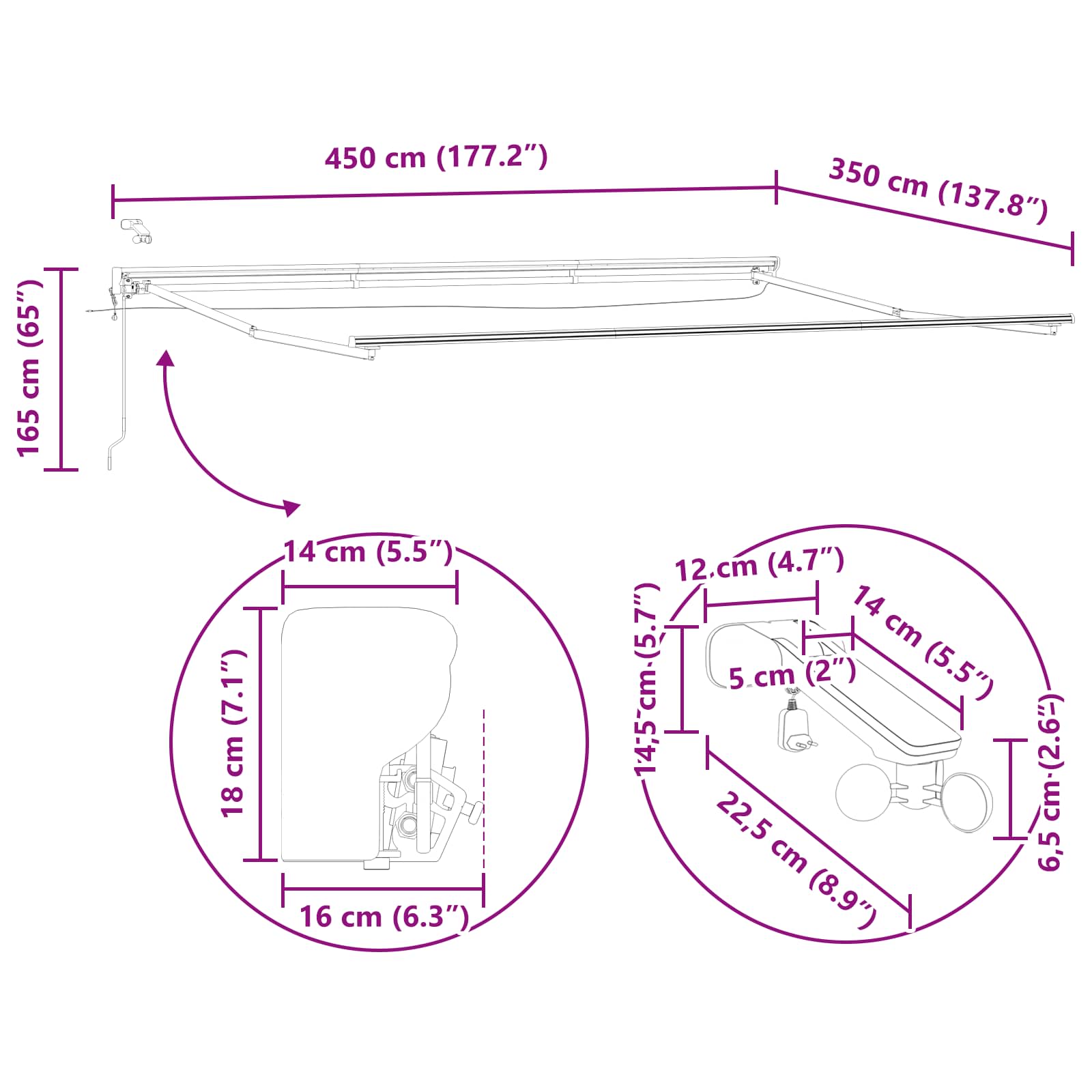 Elektrisch Uittrekbaar Zonnescherm 4,5 × 3,5 m image 13