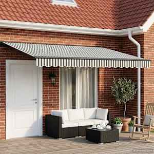 Električni zložljiv senčnik Antracitna in bela 5 × 3,5 m
