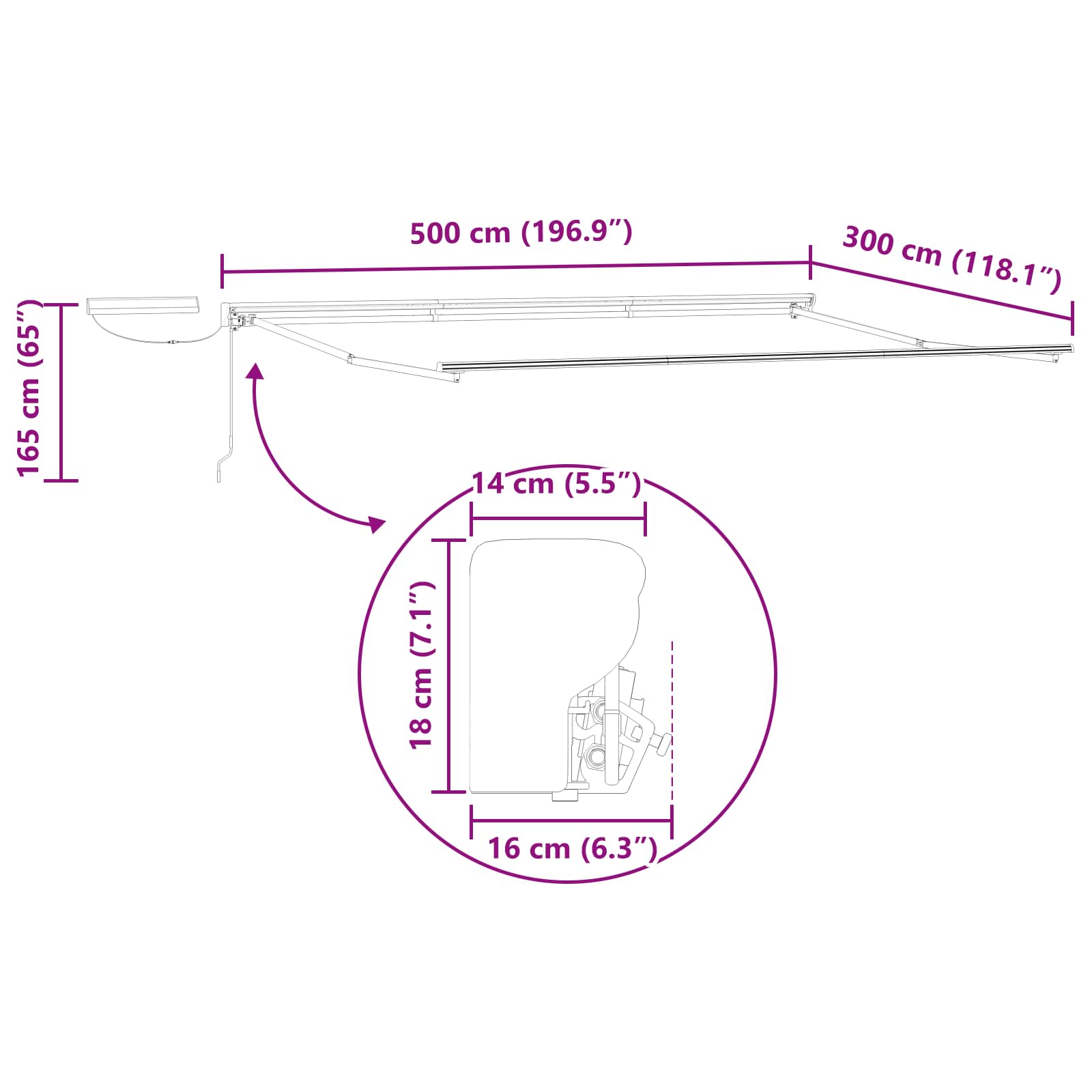 Elektrisch Uittrekbaar Zonnescherm Wit 5 x 3 m image 11