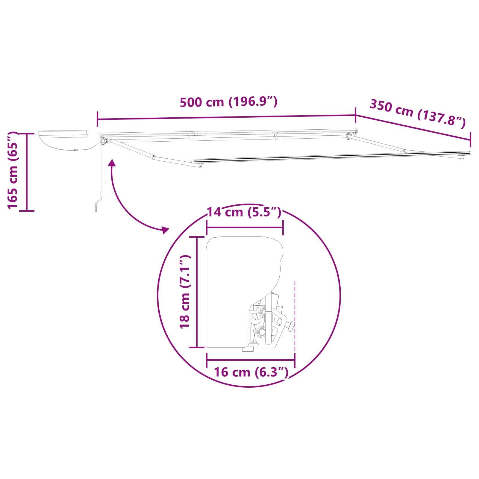 Elektrisch Uittrekbaar Zonnescherm Antraciet 5 × 3,5 m image 11