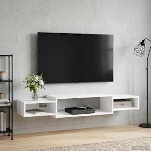 Stenska TV omarica Montaža za steno Bela 140 x 28 x 21 cm
