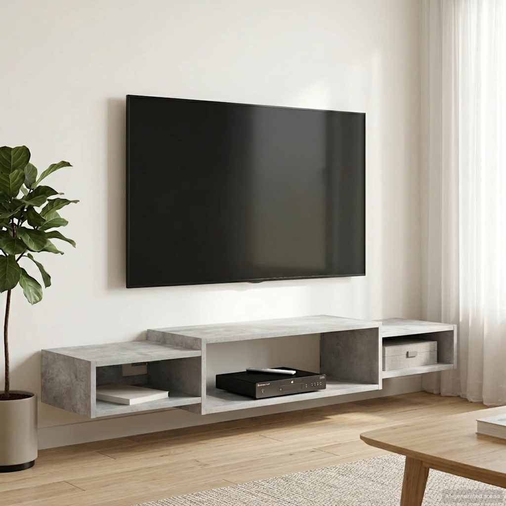 vidaXL Sistem de TV montat pe perete Montare pe perete Gri Beton