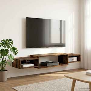 Nástěnná TV skříň Nástěnná montáž Kouřový dub 140 x 28 x 21 cm - obrázek 4