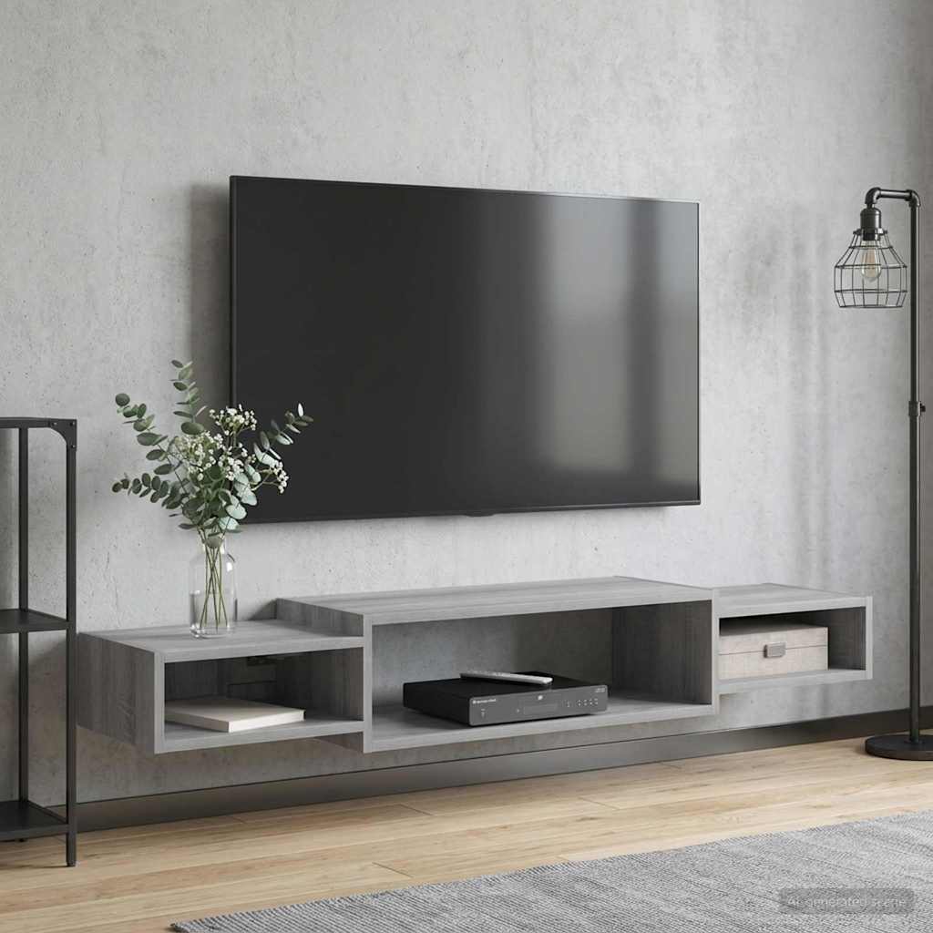 Wandmontierter TV-Schrank Wandhalterung Grau Sonoma – Ansicht 4