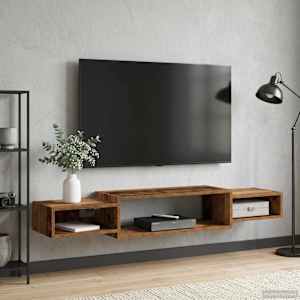 Nástěnná TV skříň Nástěnná montáž Staré dřevo 140 x 28 x 21 cm - obrázek 1