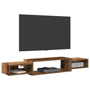 Nástěnná TV skříň Nástěnná montáž Staré dřevo 140 x 28 x 21 cm - obrázek 3