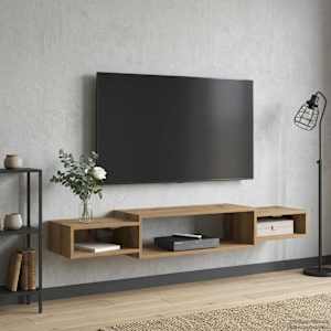 Nástěnná TV skříň Nástěnná montáž Dub artisan 140 x 28 x 21 cm - obrázek 4