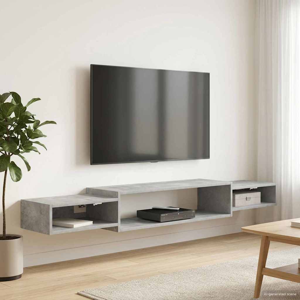 vidaXL Sistem de TV montat pe perete Montare pe perete Gri Beton