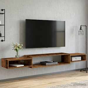 Nástěnná TV skříň Nástěnná montáž Staré dřevo 180 x 28 x 21 cm - obrázek 4
