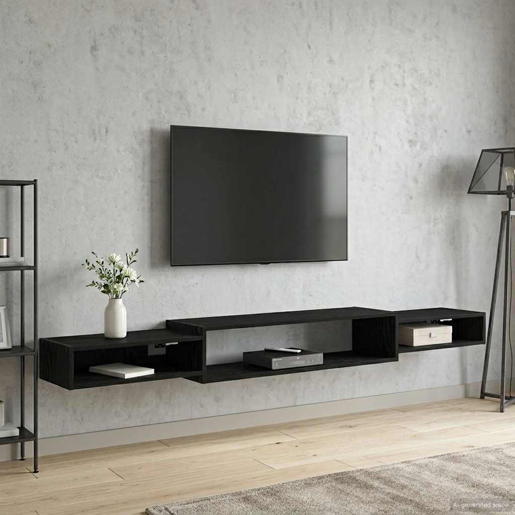 vidaXL Sistem de TV montat pe perete Montare pe perete Stejar Negru