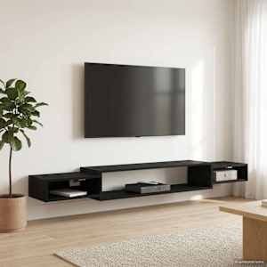 Nástěnná TV skříň Nástěnná montáž Černý dub 220 x 28 x 21 cm - obrázek 4