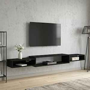 Stenska TV omarica Montaža za steno Črni hrast 220 x 28 x 21 cm