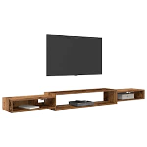 Nástěnná TV skříň Nástěnná montáž Staré dřevo 220 x 28 x 21 cm - obrázek 3