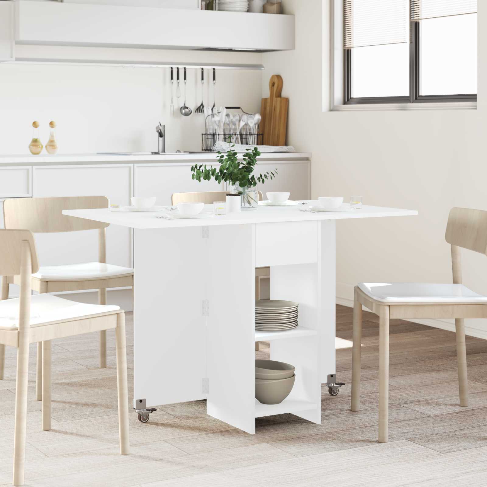 vidaXL Masă de dining 115 x 70 x 75 cm Lemn prelucrat Alb