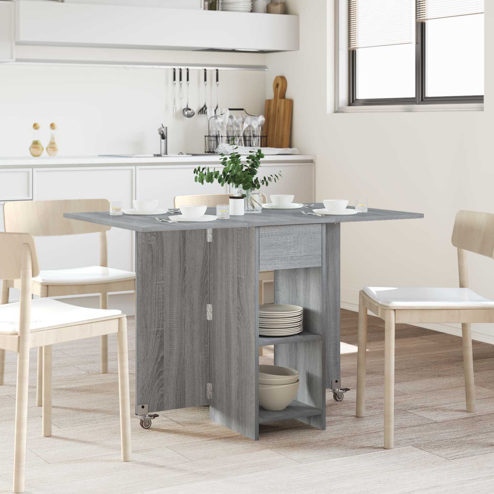 vidaXL Matbord 115 x 70 x 75 cm Konstruerat tr&auml; Gr&aring; Sonoma Rektangul&auml;r