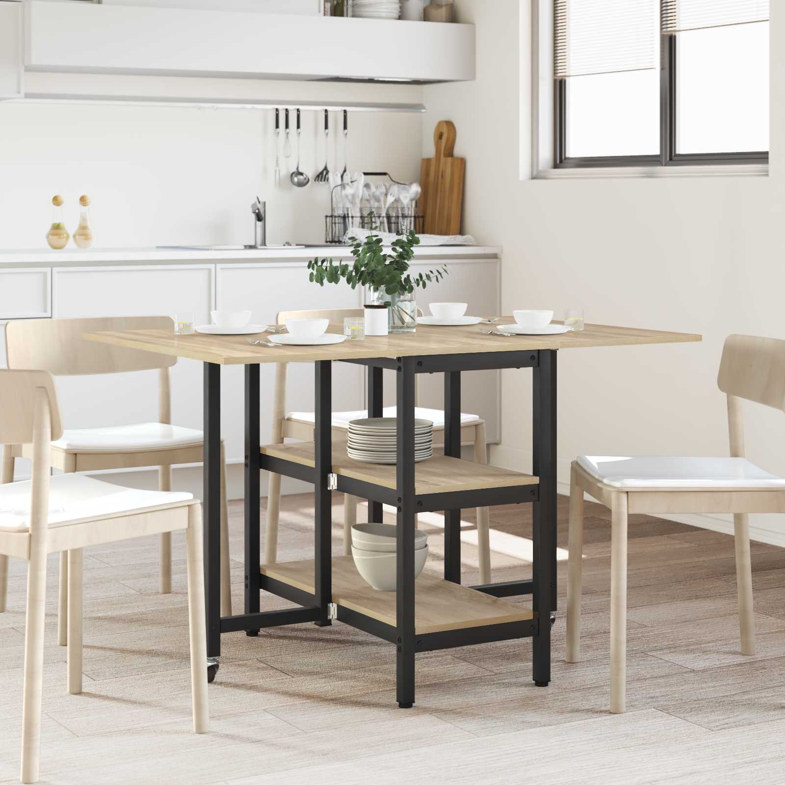 vidaXL Masă de dining 122 x 80 x 76,5 cm Lemn prelucrat Stejar Sonoma